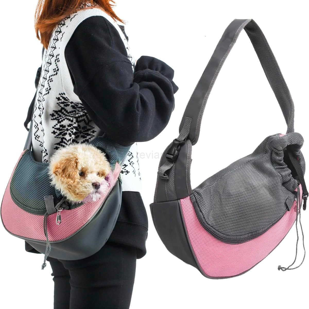 Pet Dog Sling Carrier Puppy Pet Slings Bag for Small Dogs Cats Satchel Carriers Breathable Mesh Hand Free with Adjustable Strap Doggie Crossbody for O