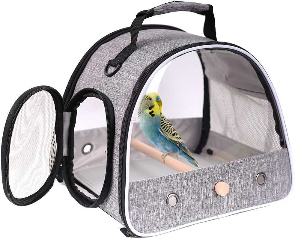 Small Bird Travel Carrier Portable Bird Travel Carrier for Parakeet Parrot Budgie Guinea Pig Bearded Dragon Reptile Carrier for Hiking Vet Visit Bicyc