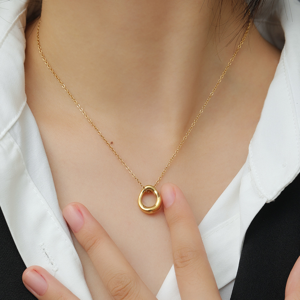 Ins Minimalist Style Niche Design Circle Necklace Female Internet Celebrity Simple Versatile Elegant Collarbone Chain Trendy Accessories