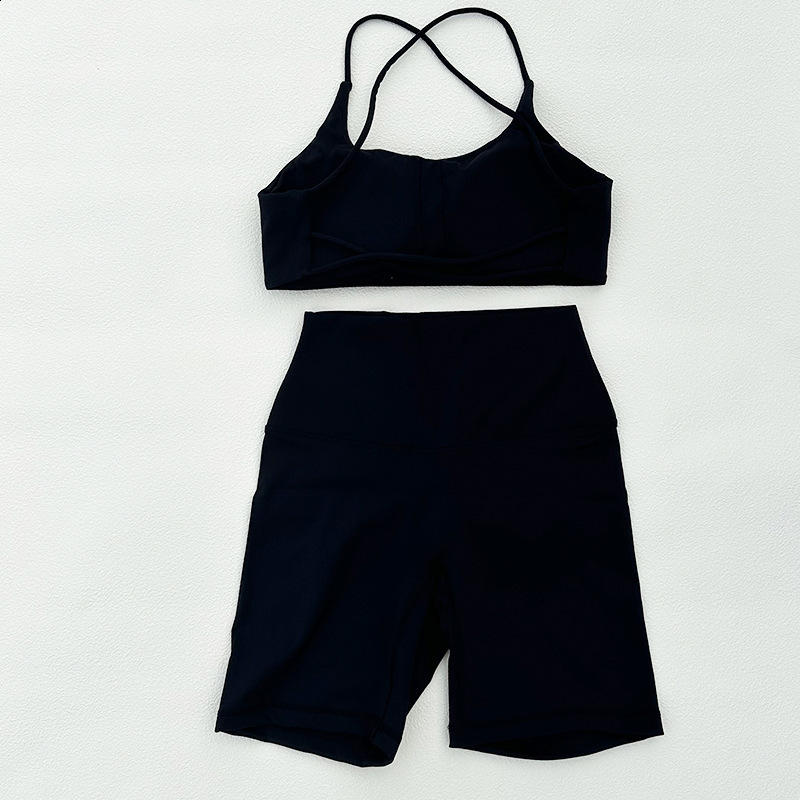 Ctenkevet Two-Piece Womens Sports Set Chest Crossover Yoga Clothes Female Gym Bandeau Sports Bra Suits Sport Outfit For Woman 250516