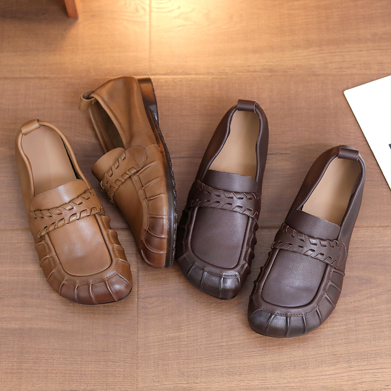 Top-Grain Cowhide leather Handcrafted Vintage Women's Shoes Versatile Flats Old Money Style Women's Shoes
