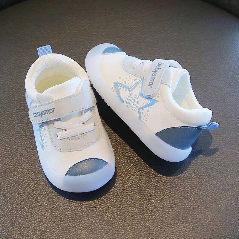 Baby Boys Girls Rubber Non-Slip Sole Waterproof Leather Toddler Shoes