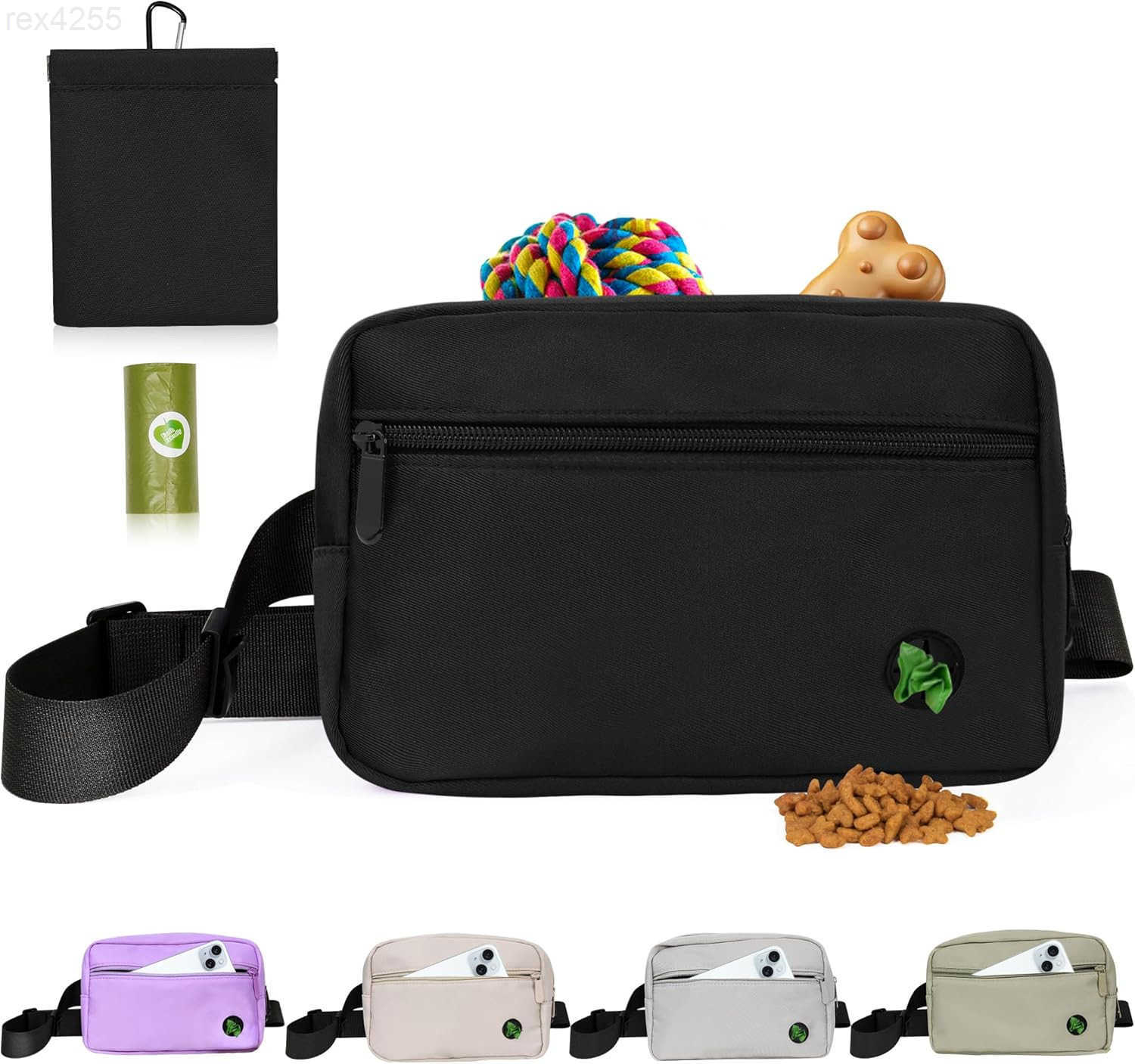 Dog Treat Pouches for Pet Training Treat Bag Dog Walking Fanny Pack with Carabiner Builtin Poop Bag Dispenser Reuse Dog Poop Holder Puppy Pet Treat Wa