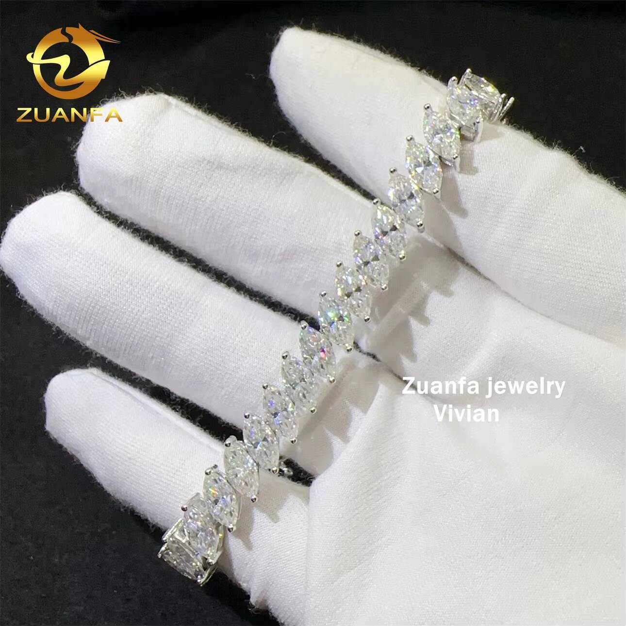 Hip Hop Jewelry Iced Out 8mm VVS Moissanite Diamond 925 Sterling Silver GRA Certified Tennis Chain Bracelet