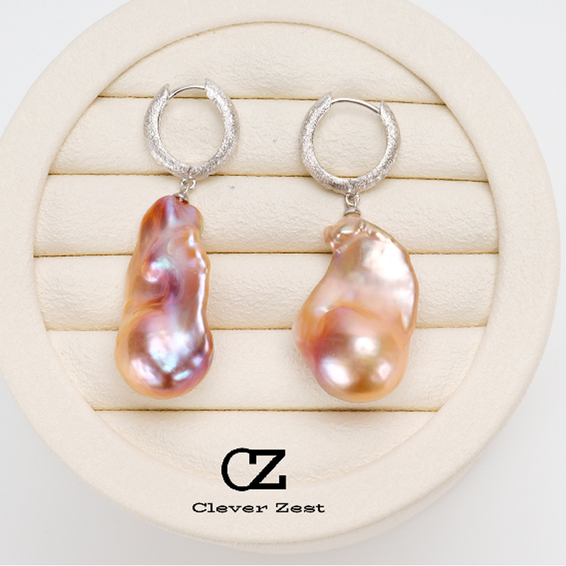 Natural Freshwater Baroque Pearl Earrings Sterling Silver Freshwater Pearl Hooks Stylish and Versatile Anniversary Gift