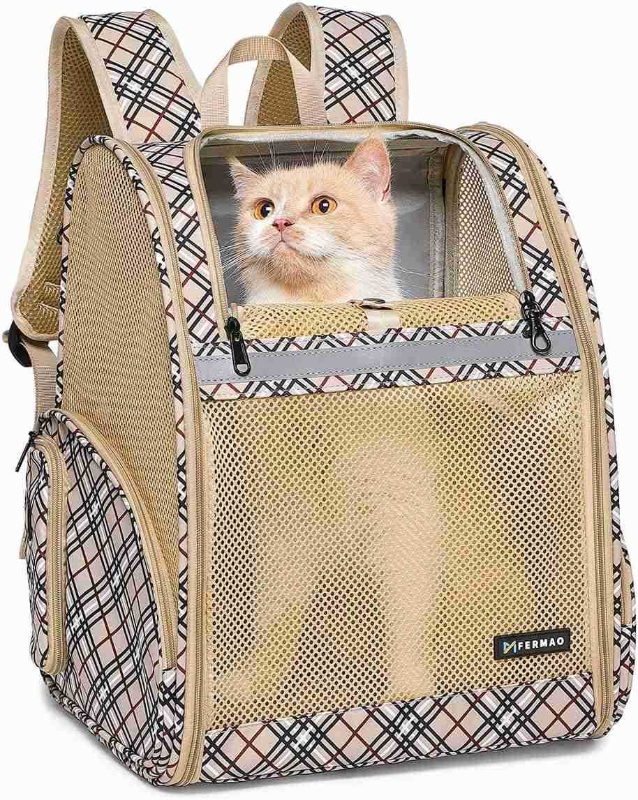 Cat Backpack Carrier Pet Backpack Carrier for Small Dogs and Medium cat Puppy Kitten Bunny up to 15lbs Cat Carrying Backpack Collapsible with Fully Ve