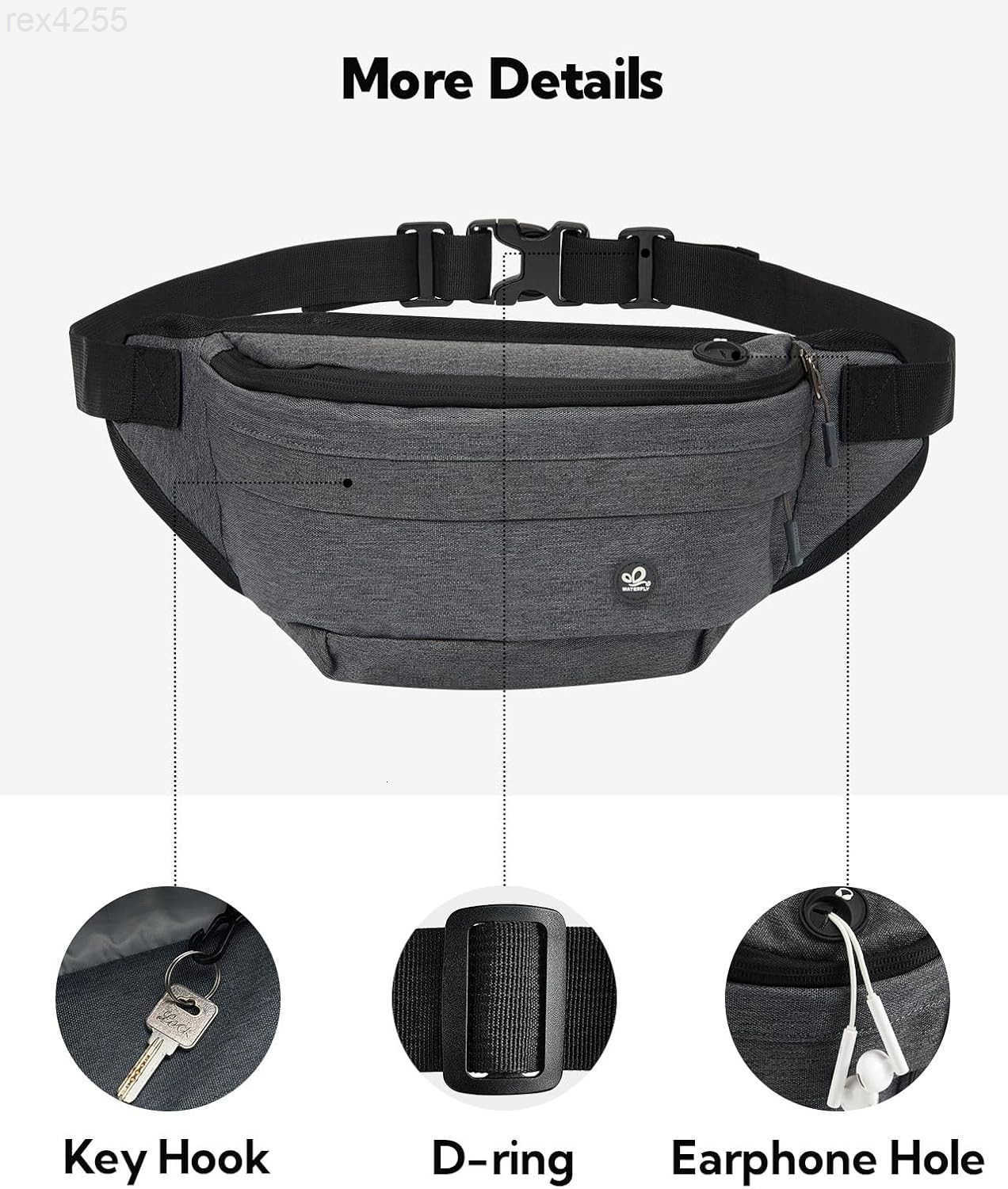 Fanny Pack for Men Women Water Resistant Large Hiking Waist Bag Pack Carrying All Phones for Running Walking TravelingW250912