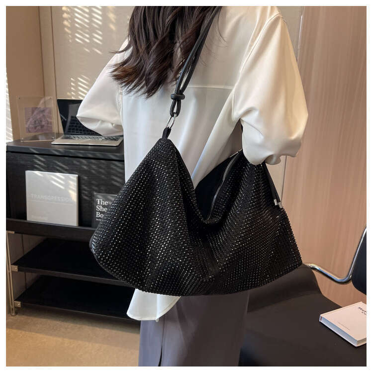 Designer Bags New Women's with Rhinestones Trendy Silver Sparkling Diamonds Large Capacity Shoulder Handbag Underarm King Bag for Women