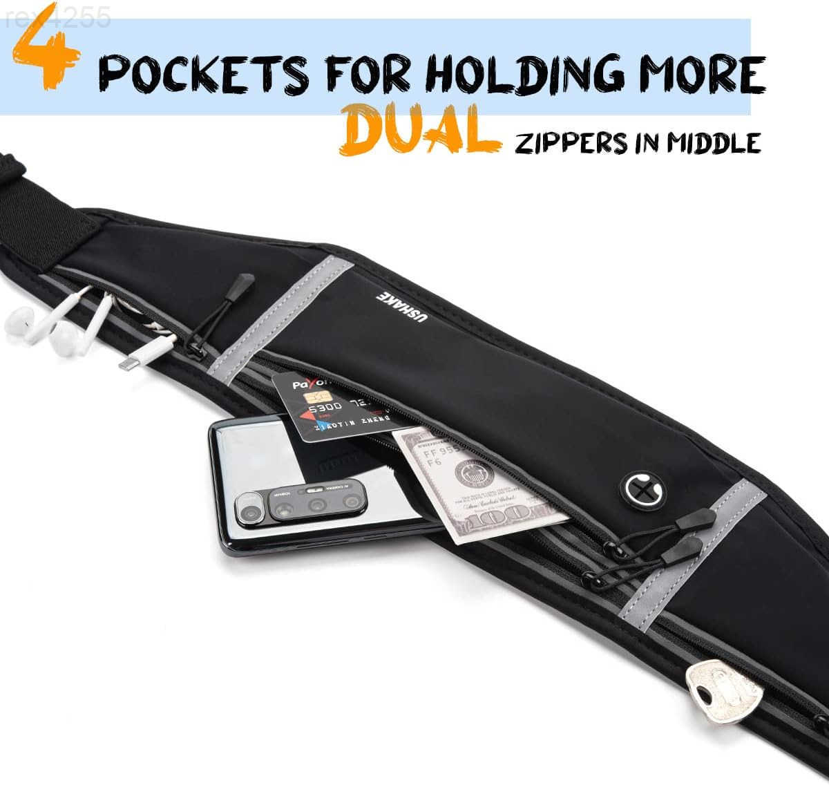 Slim Running Belt Workout Fanny Pack for Men WomenExercise Waist Pack for iPhone Holder Runner Belt for Running Walking Cycling Camping Gym BlackW2509