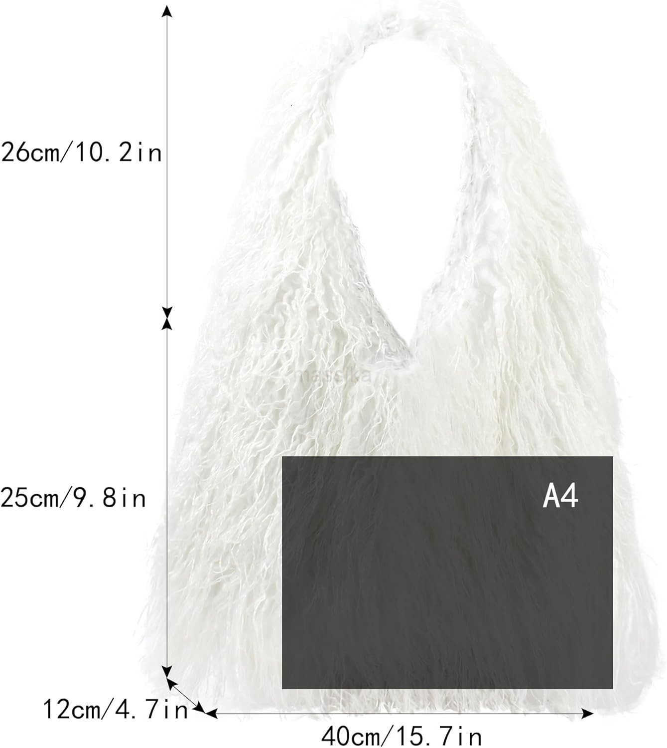 Women Faux Fur Tote Bag Fluffy Plush Shoulder Bags Soft Casual Hobo Bag Big Capacity Shopping Bag M250912