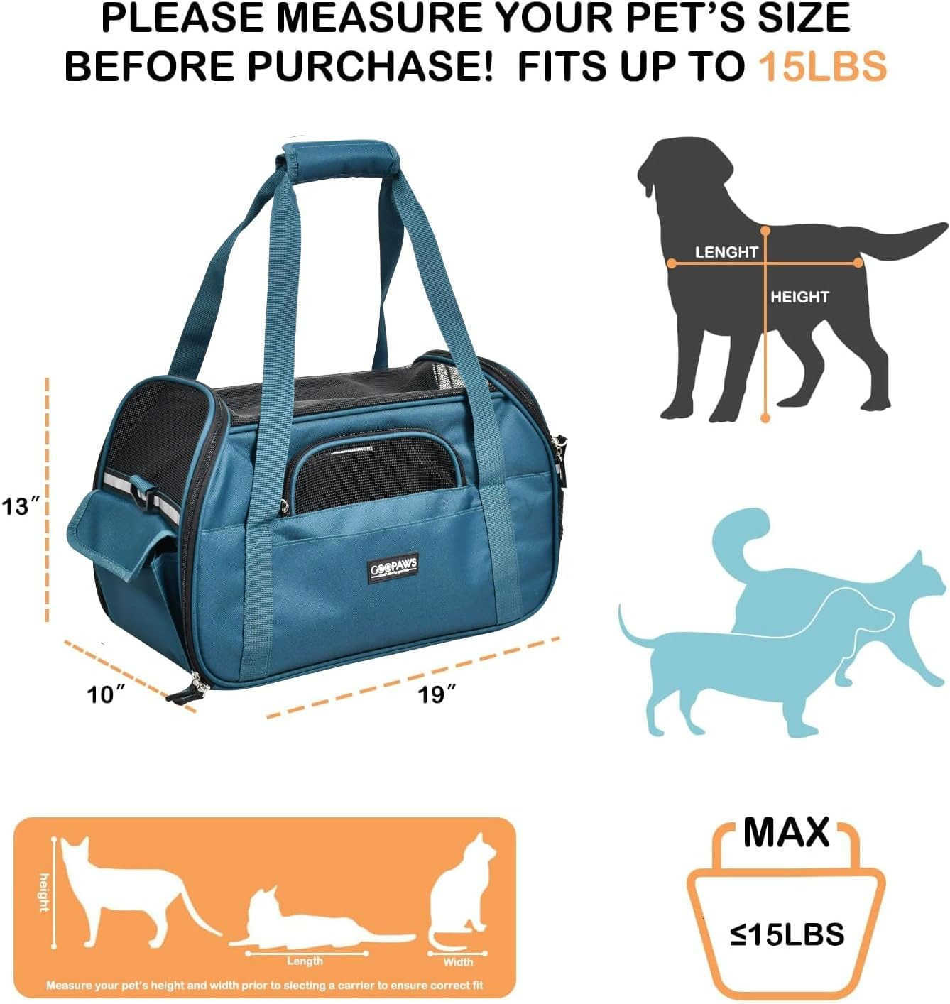 Kennel Pet Carrier for Small Dogs Cats Puppy Airline Approved Cat Carriers Dog Carrier Collapsible Travel Handbag Car Seat Large 19 x 11 x 11 Floral P