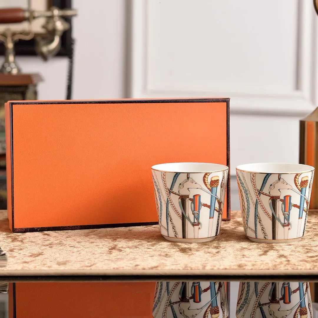 Luxury 2025 New H Family Scepter Series Coffee Cup 250ml Mosaic Handheld Couples Cup Family Breakfast Milk Cup Y250913