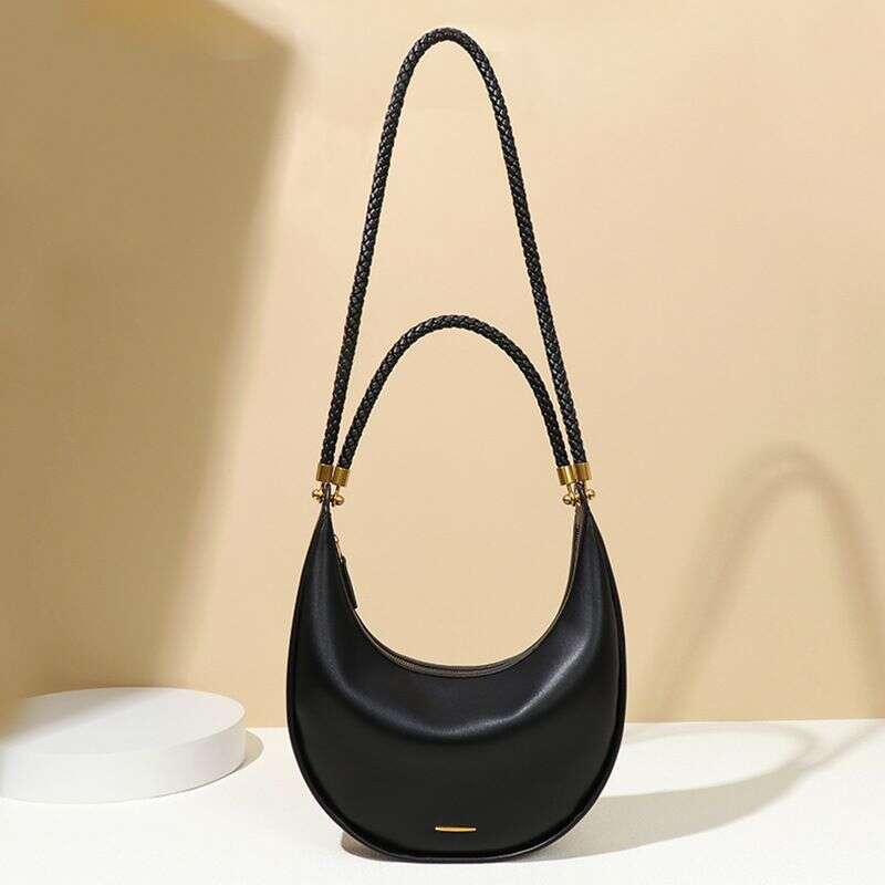 Spring Summer New Design Sense Niche Versatile Simple Black Hobo Underarm Crescent Woven Women's Bag 20250805 250828 250829