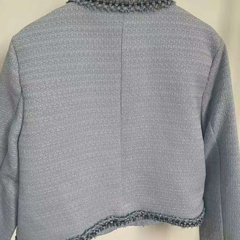 DHEssentials TikTok Same Style French Chic Coat for Women, Autumn New Elegant High-end Fashionable Blue Socialite Long Sleeve Top