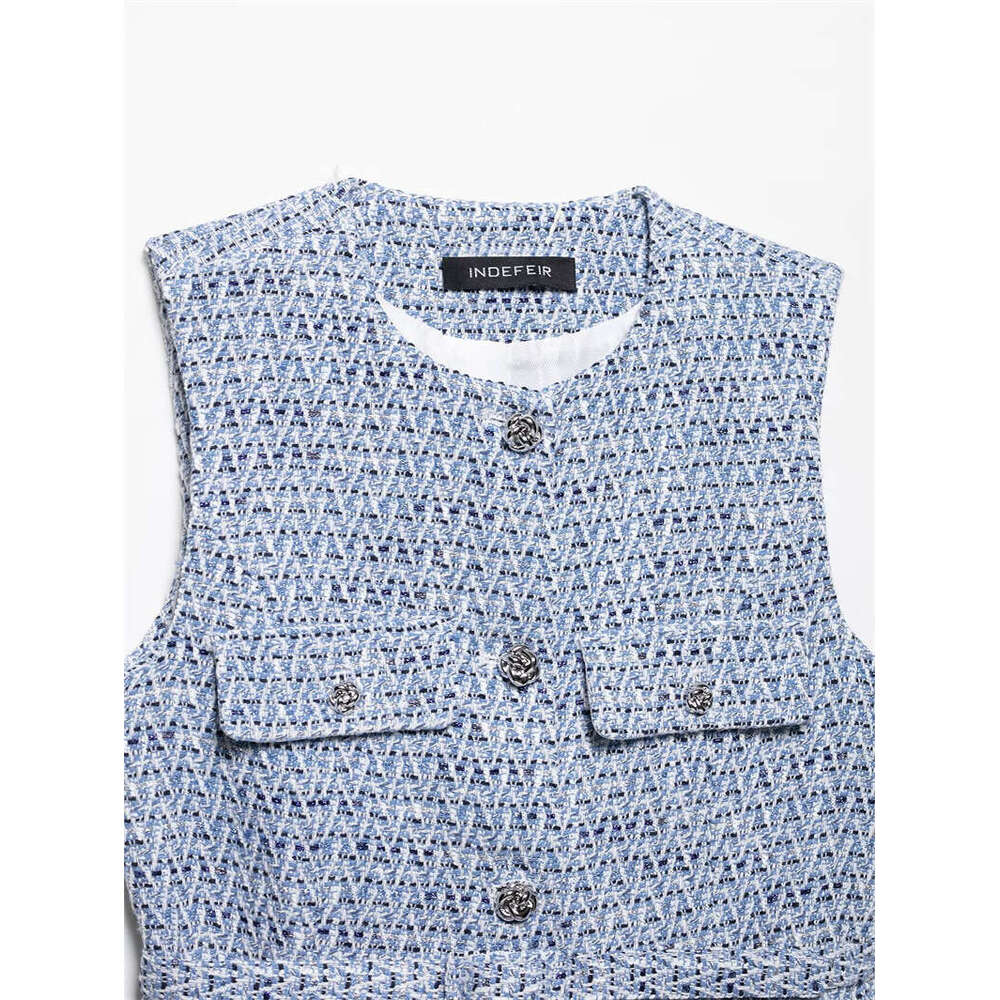 DHEssentials Spring New Vest Round Neck Sleeveless Design Sense Niche Versatile Little Chanel Style Elegant