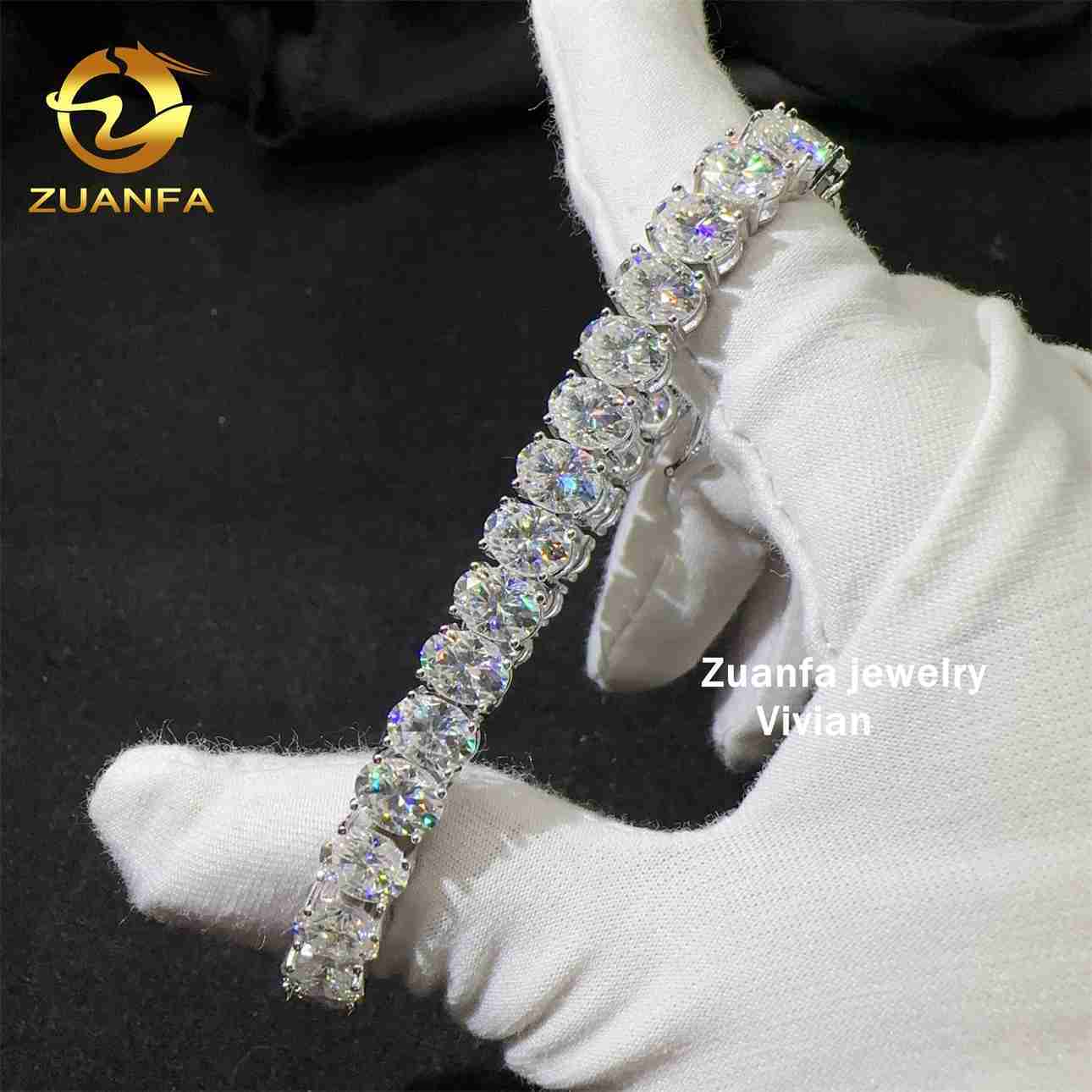 Hip Hop Jewelry Iced Out 7mm VVS Moissanite Diamond 925 Sterling Silver GRA Certified Tennis Chain Bracelet