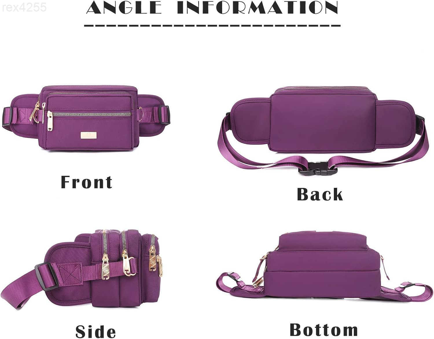 Large Fashion Fanny Pack for Men Women Waist Bag for Waterproof Hiking Running Biking Gym Outdoor Sports Travel Belt Bag PurpleW250912