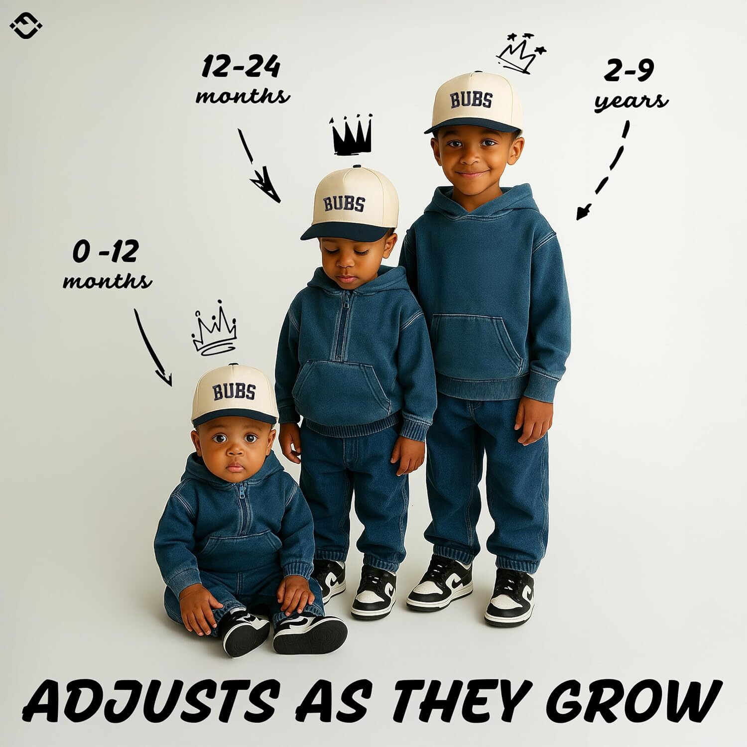 Fashion Premium Kids Trucker Hat Vintage Snapback Baseball Cap Toddler Designs, Infant Sizes