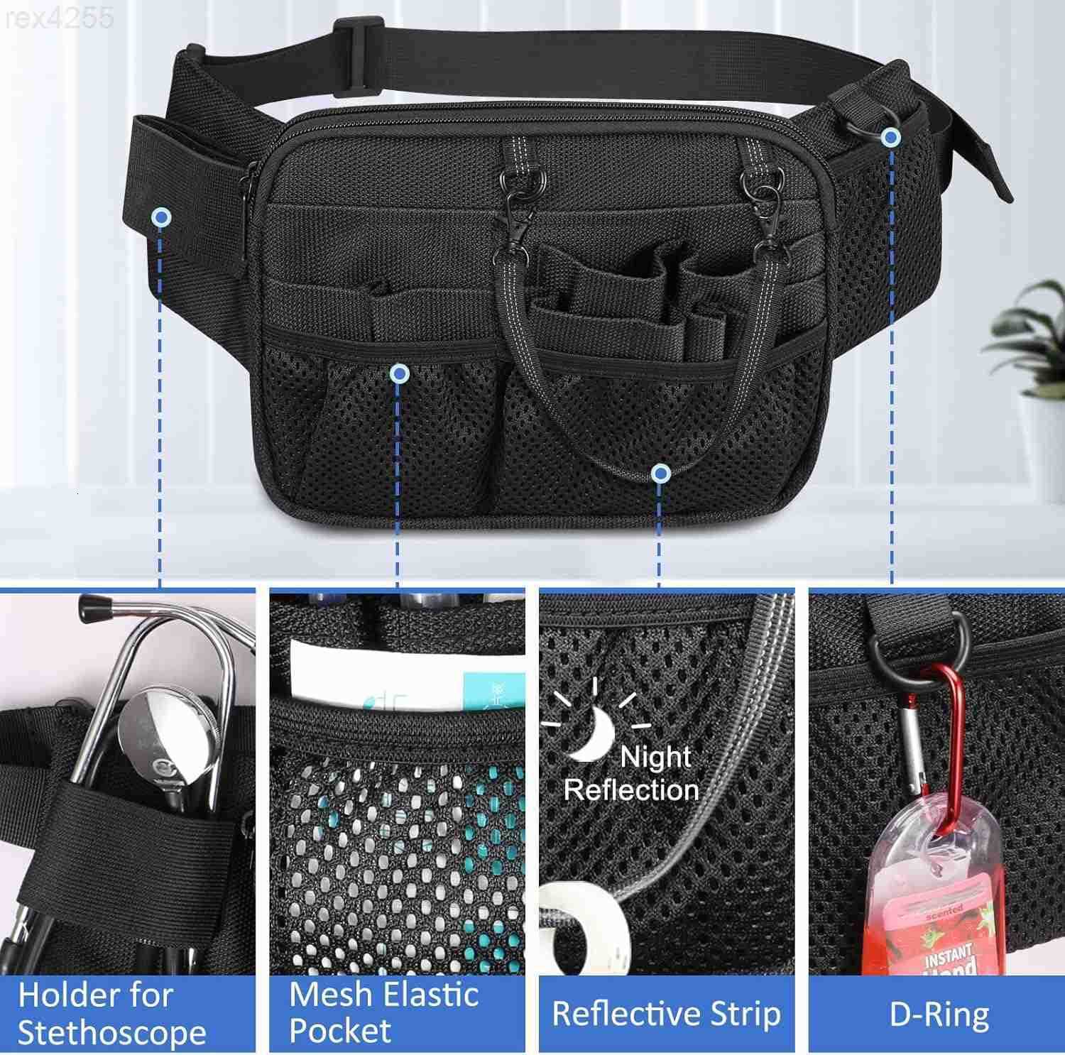 Nurse Fanny Pack with Tape Holder Multi Compartment Medical Gear Pocket Nursing Organizer Belt Bag Apron Hip Bag Utility Waist Pack for Stethoscopes B