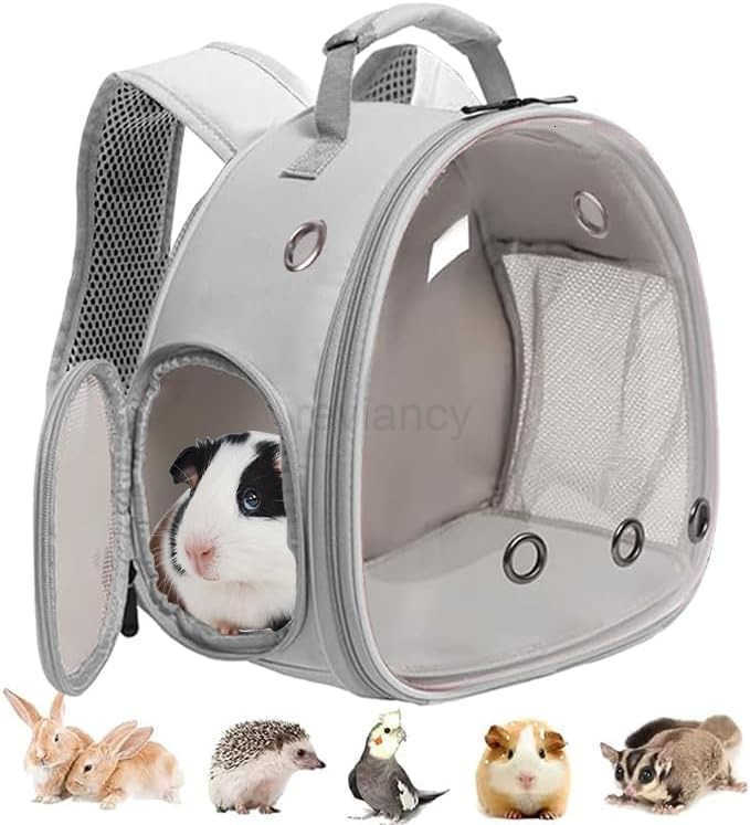 Pig Carrier Clear Bubble Window for Guinea Pig Bunny Rat Bird Pink BackpackW250912