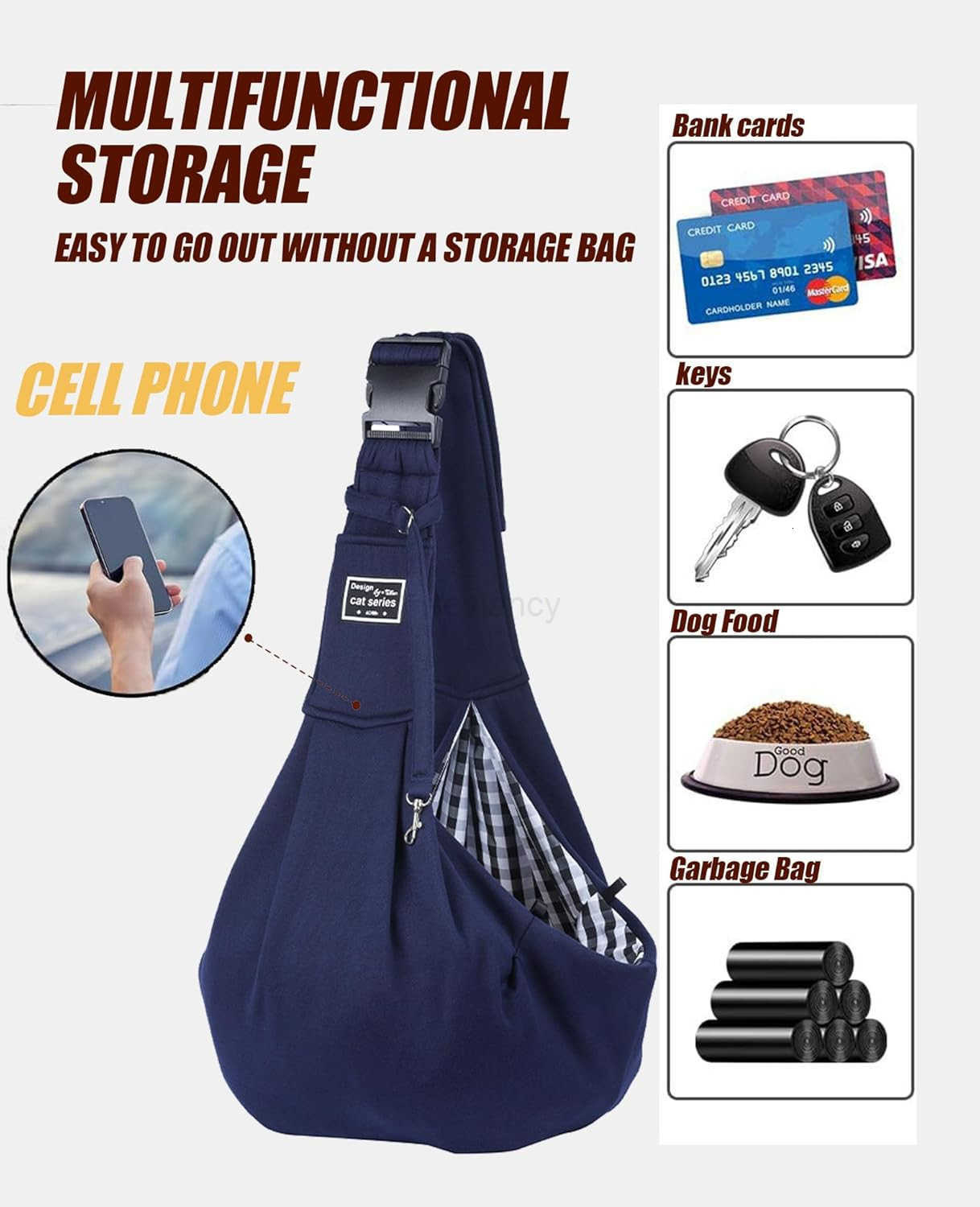 Dog and Cat Sling Carrier with Adjust StrapPocket Puppy Pets Outdoor Travel Bag Safety Purse BagW250912