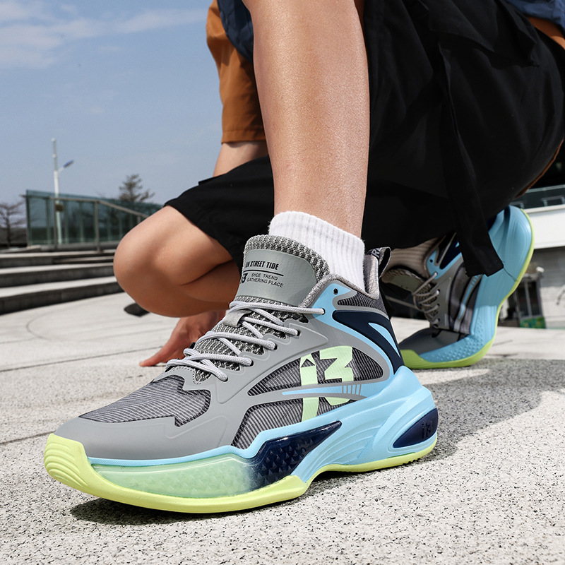 Free Shipping Practical basketball shoes with high top mesh breathable wear-resistant anti slip sports shoes high school basketball training shoes for