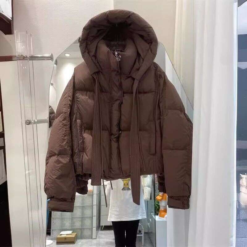 Women's Clothing Short Hooded Thickened Fashionable Small White Duck Down Jacket