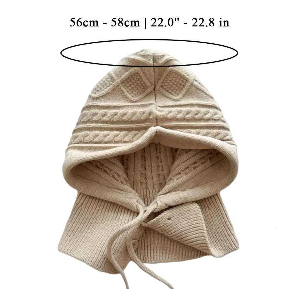 Korean Knitted clava Fashion Solid Color Plover Hat Winter Warm Hooded Hat For Wen One Piece Neck Collar Beanies G250910