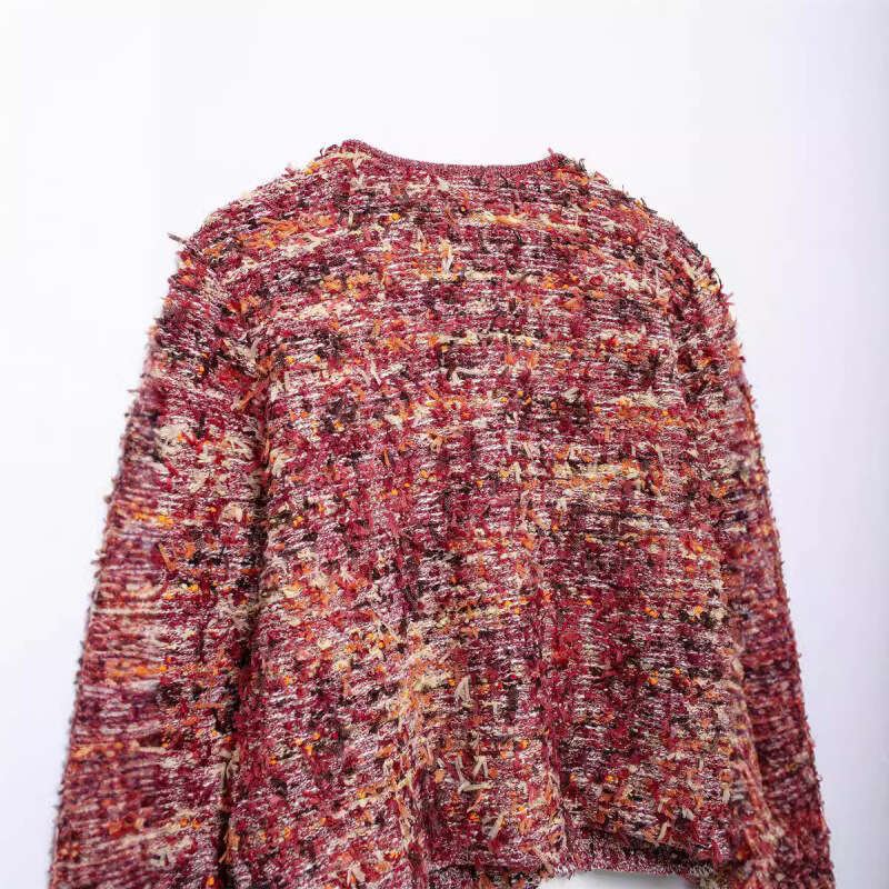 DHEssentials 2024 Autumn New Style Women's Fashion Small Fragrance French Heavy Craft Round Neck Long Sleeve Jacket 4192107