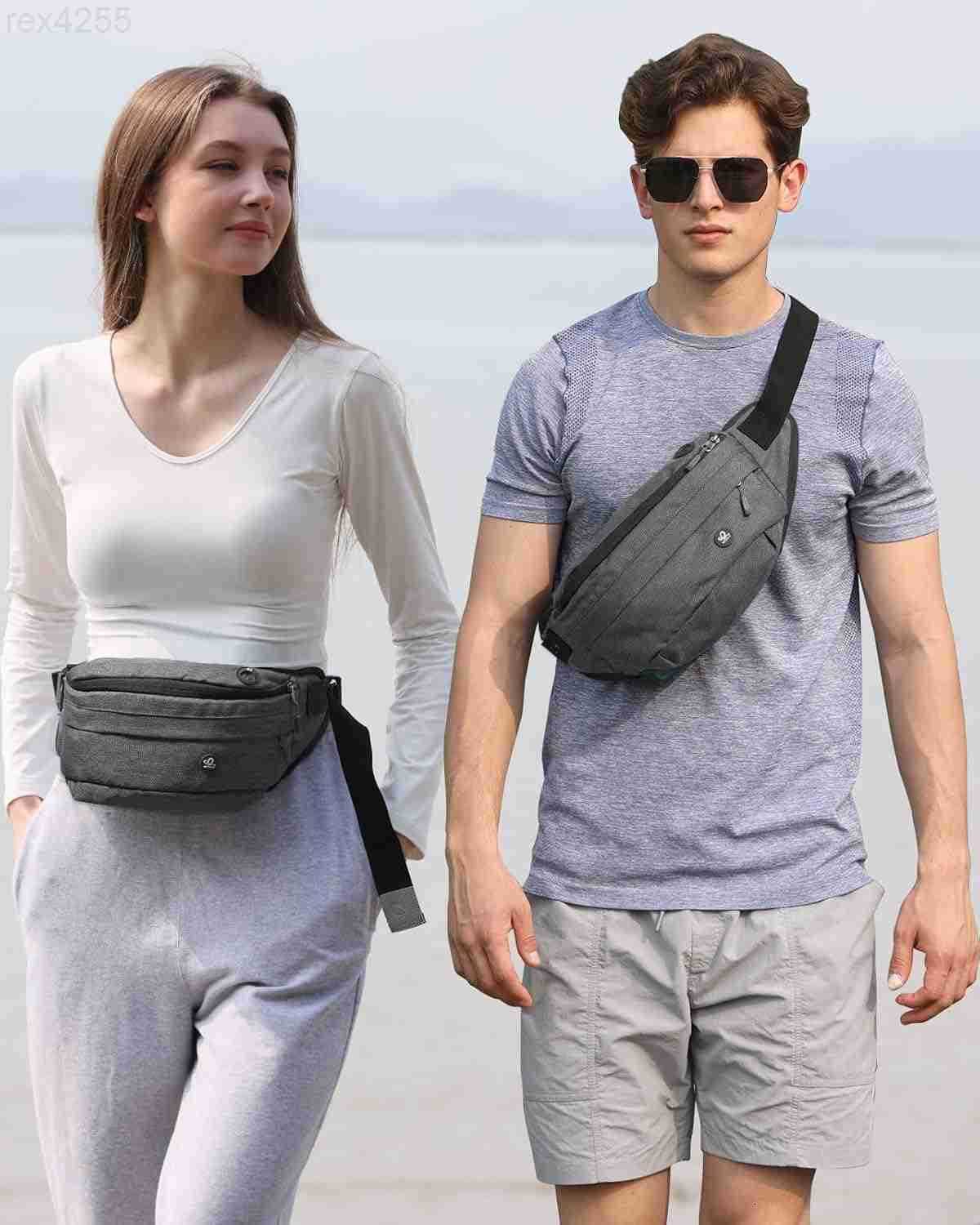 Fanny Pack for Men Women Water Resistant Large Hiking Waist Bag Pack Carrying All Phones for Running Walking TravelingW250912