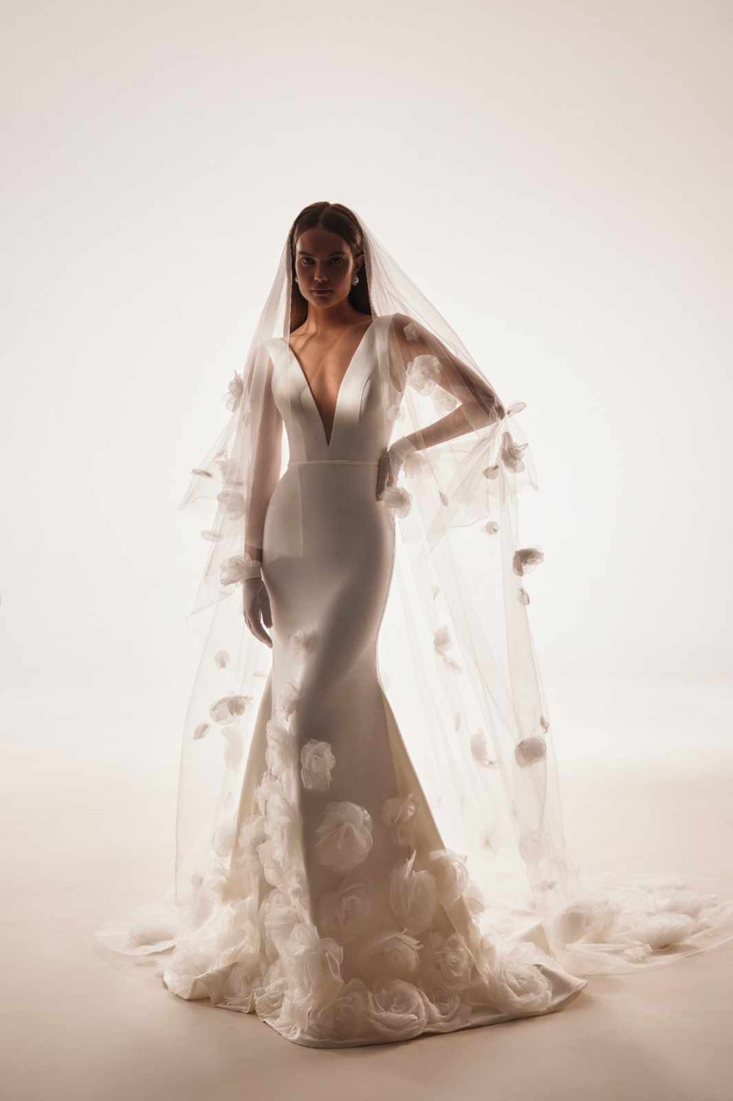 Graceful Bridal Veil White Ivory Wedding Veils With Lace Edge Applique Wedding Accessories Customized velos de novia