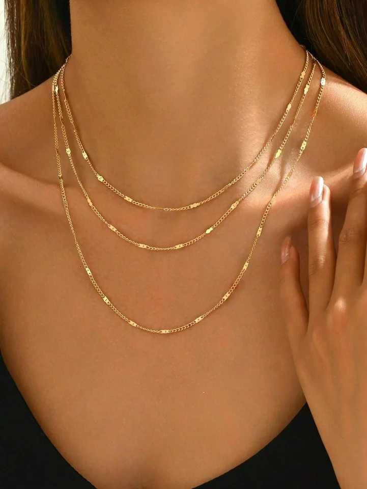 DGIDDK Stainl Steel Ins Style Triple Layers Necklace Plated Non Fade Jewelry Style Novelty For Women Jewelry Daily MatchXJ250912