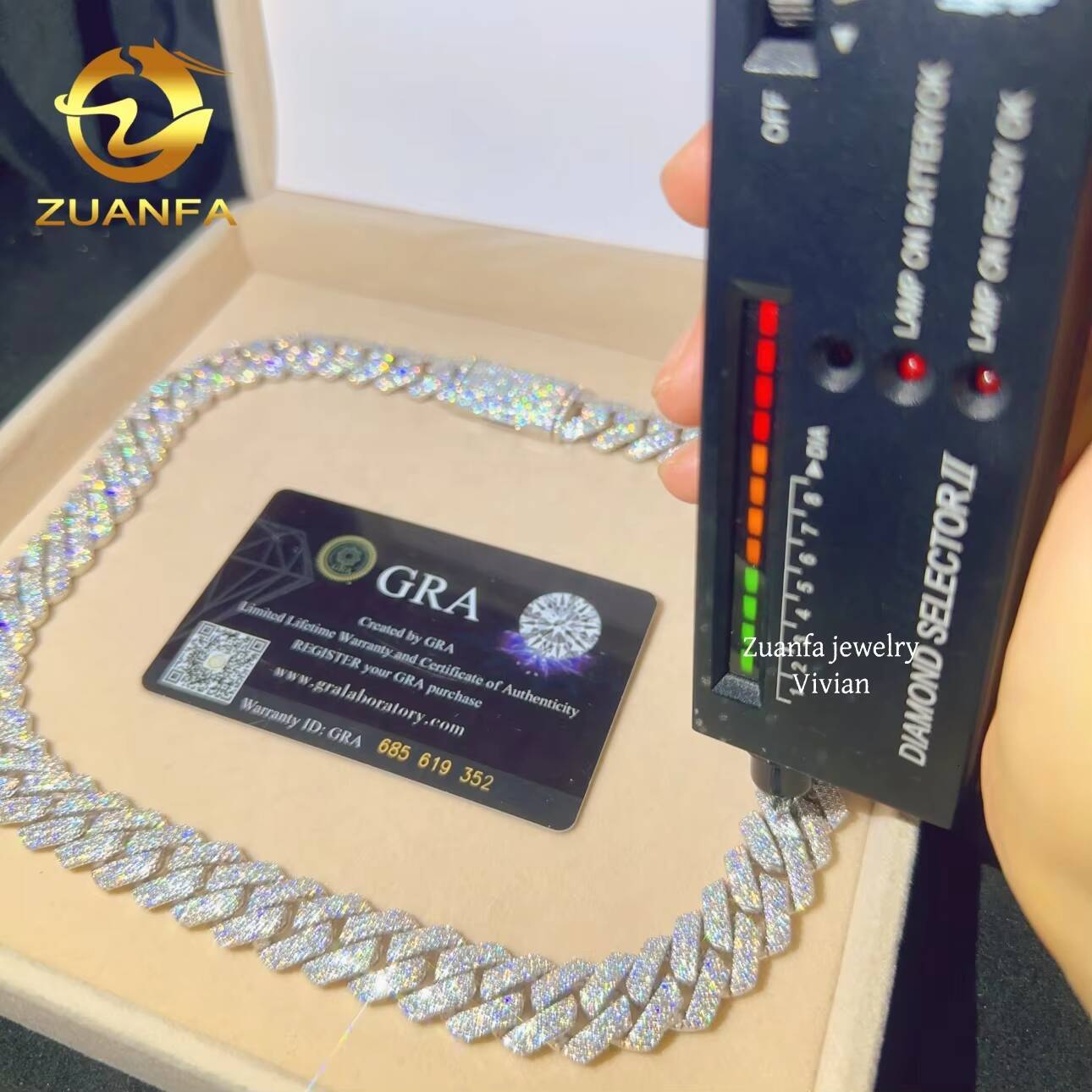 15MM Sterling Silver 925 D Color VVS Cuban Link Chain Moissanite Diamond Iced Out Hip Hop Fine Jewelry Cuban Link Necklace