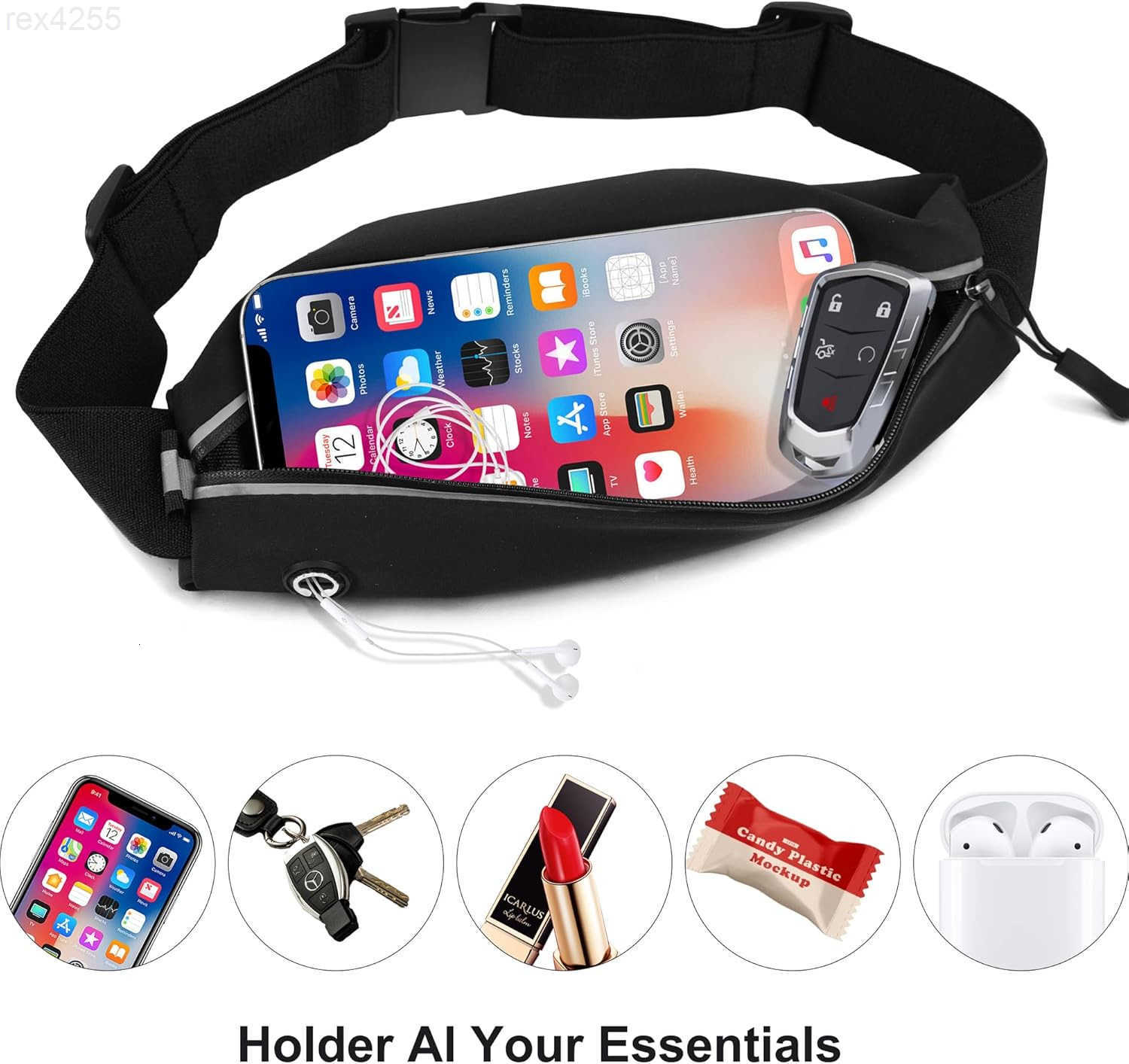 Slim Running Belt For Men and Women Waist Fanny Pack Phone Holder Pouch Bag Reflective Zipper Pocket Workout Cycling FitnessW250912