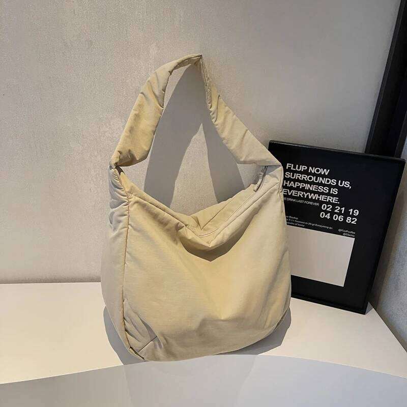 Large Capacity Cloth Crossbody Women Korea Solid Nylon Shoulder Lazy Style Simple Black Messenger Hobo Bags