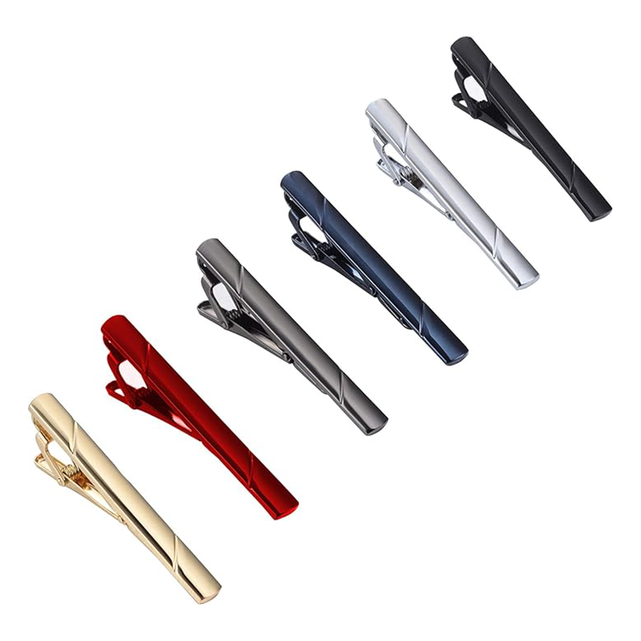 6Pcs Tie Clips Set Men Tie Bar Clip Set for Regular Skinny Ties Necktie Wedding Business Clips for Men