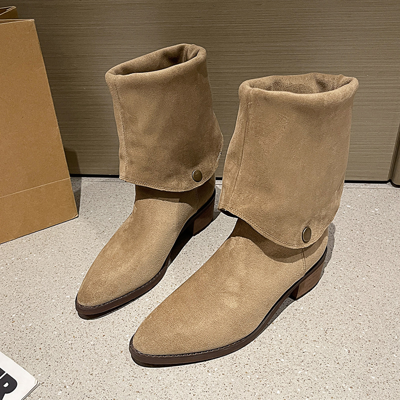 Designer shoes free shipping vintage pile boots with foldable fashion boots autumn new suede long leg knight boots black brown