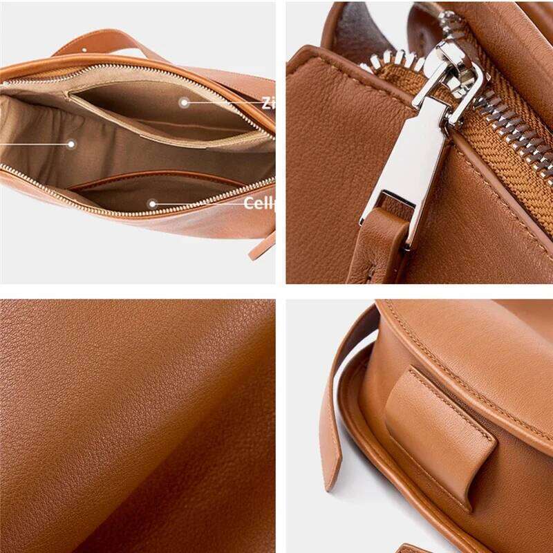 Burminsa Cowhide Genuine Leather Underarm Shoulder Bags For Women 2025 Designer Crossbody Purse Half Moon Ladies Handbags
