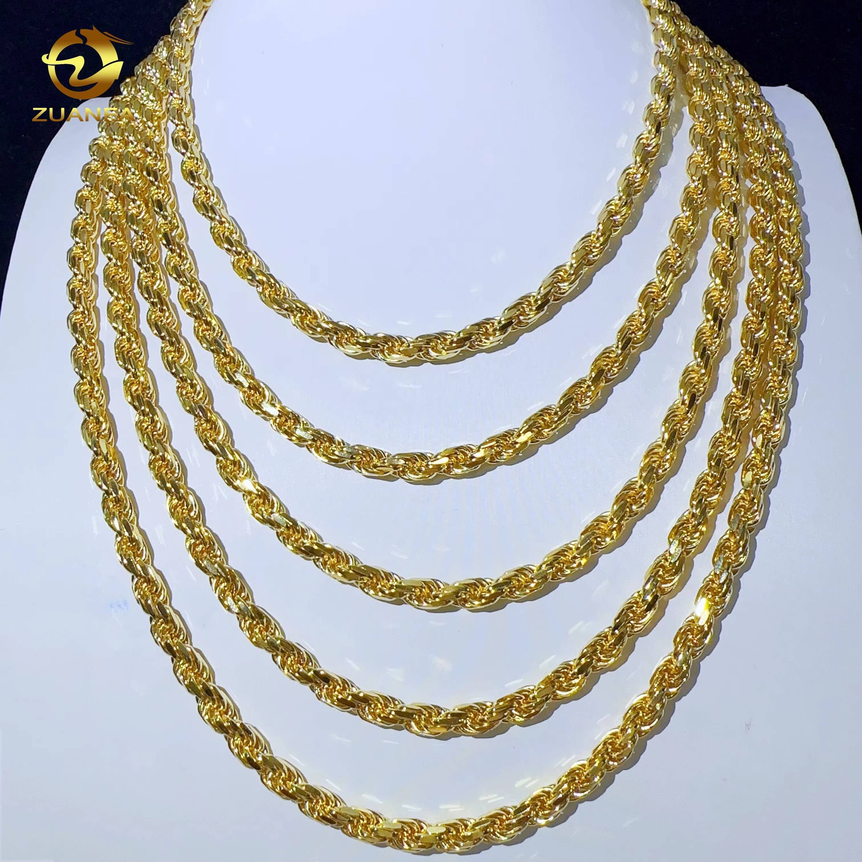 Fashion Hip Hop 6mm 925 Sterling Silver Necklace With Moissanite Clasp Iced Out Rope Chains for Menwomen