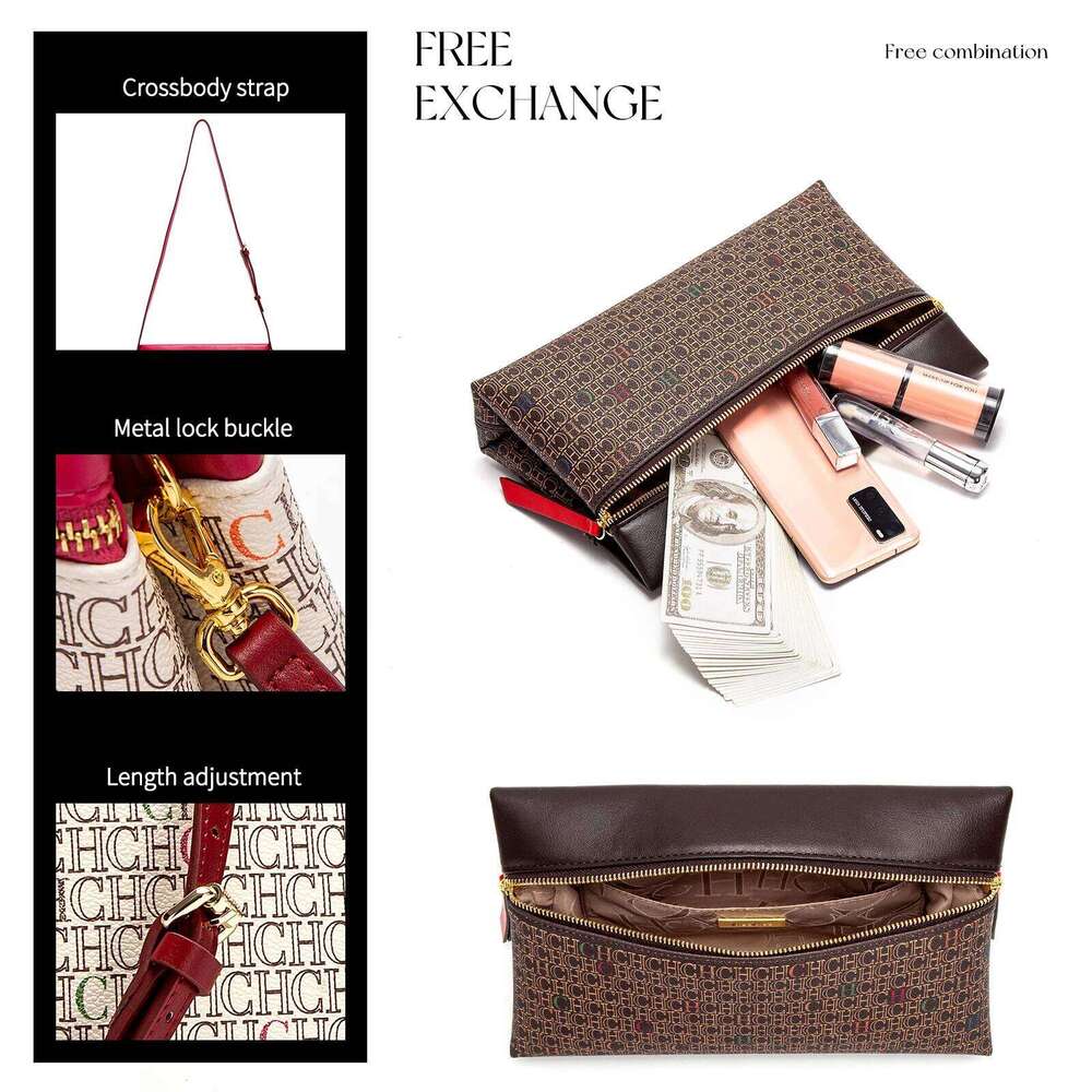 Ladies' Shoulder 2025 Autumn New Coffee Zipper Phone Detachable Crossbody Bag