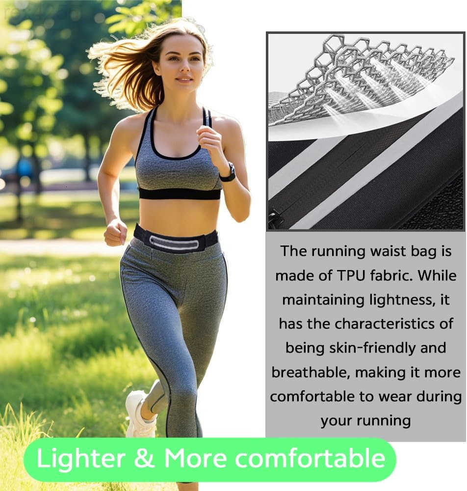 Slim Running Belt Fanny Pack for Women MenRunning phone holderRunning Waist Pouch bag for Workout JoggingMoney beltRunner Gear AccessoriesBlackW250912
