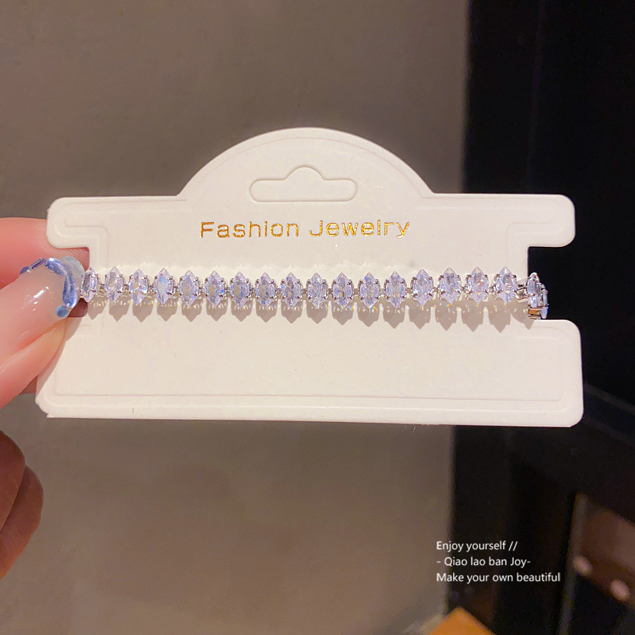 Silver - Toned Bracelet With Marquise - Shaped Crystals Delicate Daily & Sparkling Jewelry Gift For Her Elegant And Dazzling Accessory