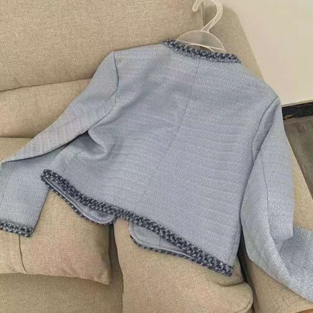 DHEssentials TikTok Same Style French Chic Coat for Women, Autumn New Elegant High-end Fashionable Blue Socialite Long Sleeve Top