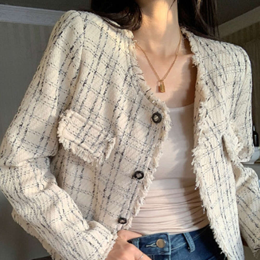 DHEssentials 2025 Spring New Elegant Little Chanel Style Short French Frayed Long Sleeve Cardigan Top for Women Chic