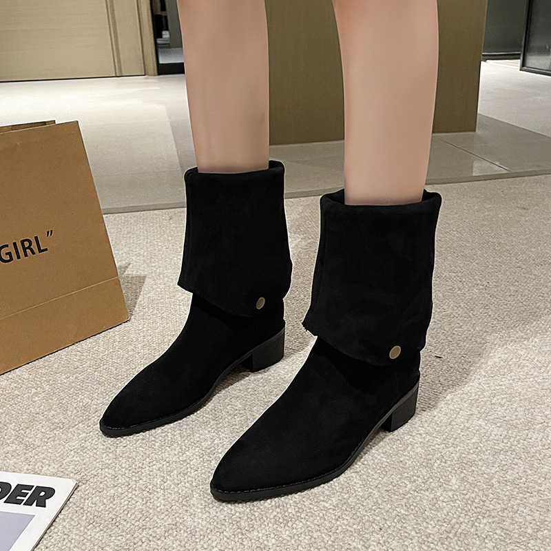 Designer shoes free shipping vintage pile boots with foldable fashion boots autumn new suede long leg knight boots black brown
