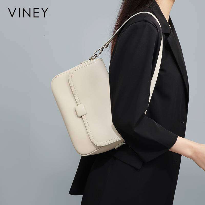 VINEY Ladies 2025 New Summer Small Square Genuine Leather Women's High-End Commuter Handbag Messenger Bag