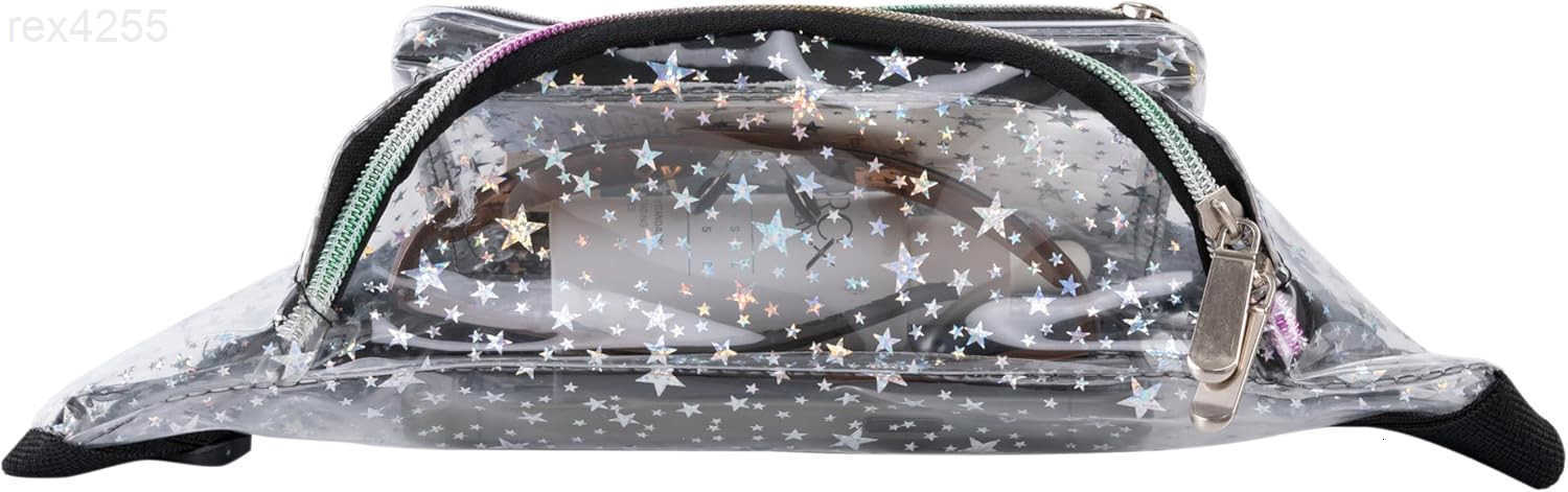 80s 90S Rave Stars Neon Transparent Gravel Fanny Pack for Women Great Waist Pack for Games Concerts Rave Festival TravelW250912