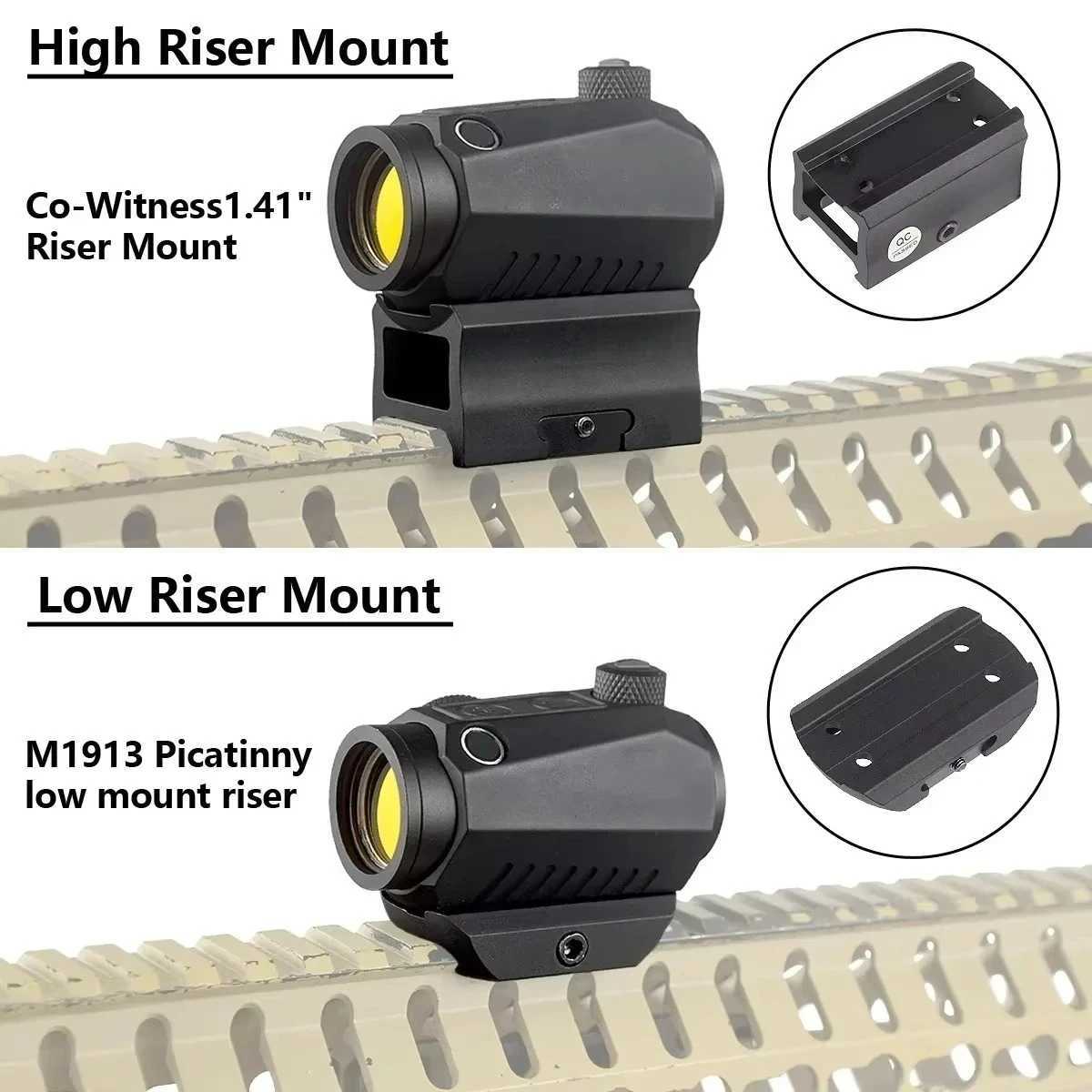 R5 1x20mm 2 MOA Red Dot Sight Reflex Riflescope Hunting Scope With Mount Riser 20mm Rail CoWitness Holographic AR15 C250912