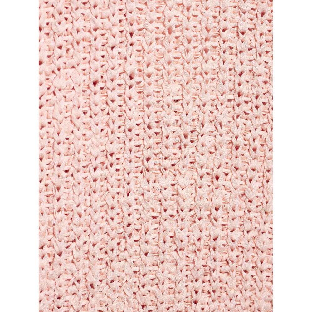 DHEssentials Summer New Fashion Sweet Little Chanel Style Transparent Hard Tulle Bow Decorated Knitted Top