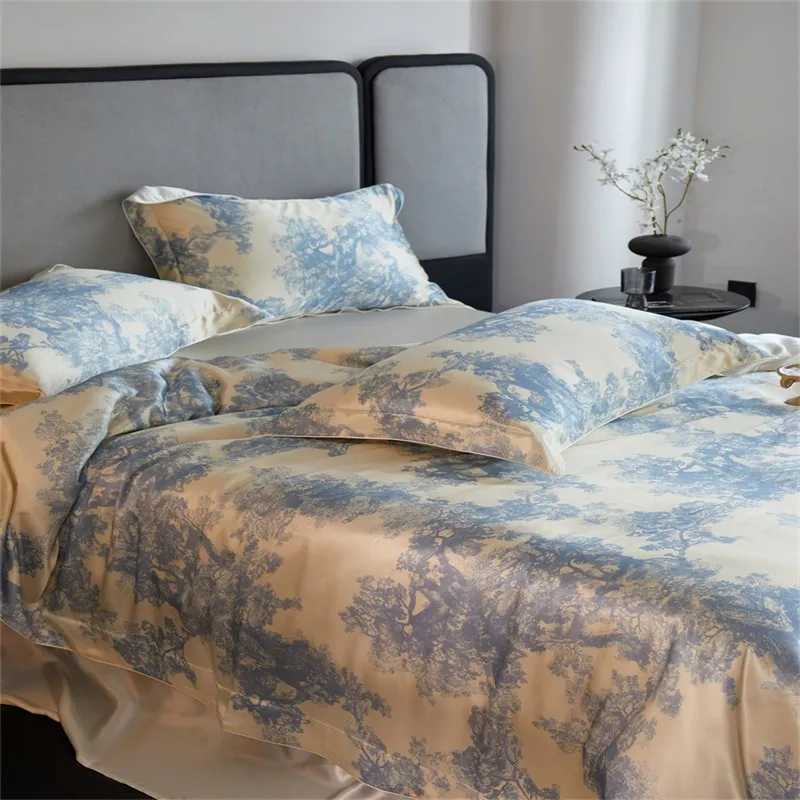 46Pcs 25MM Silk Duvet Cover Set 100Mulberry Silk Cal King Super King size Bedding set with Zipper FlatFitted sheet Pillowcase C250912